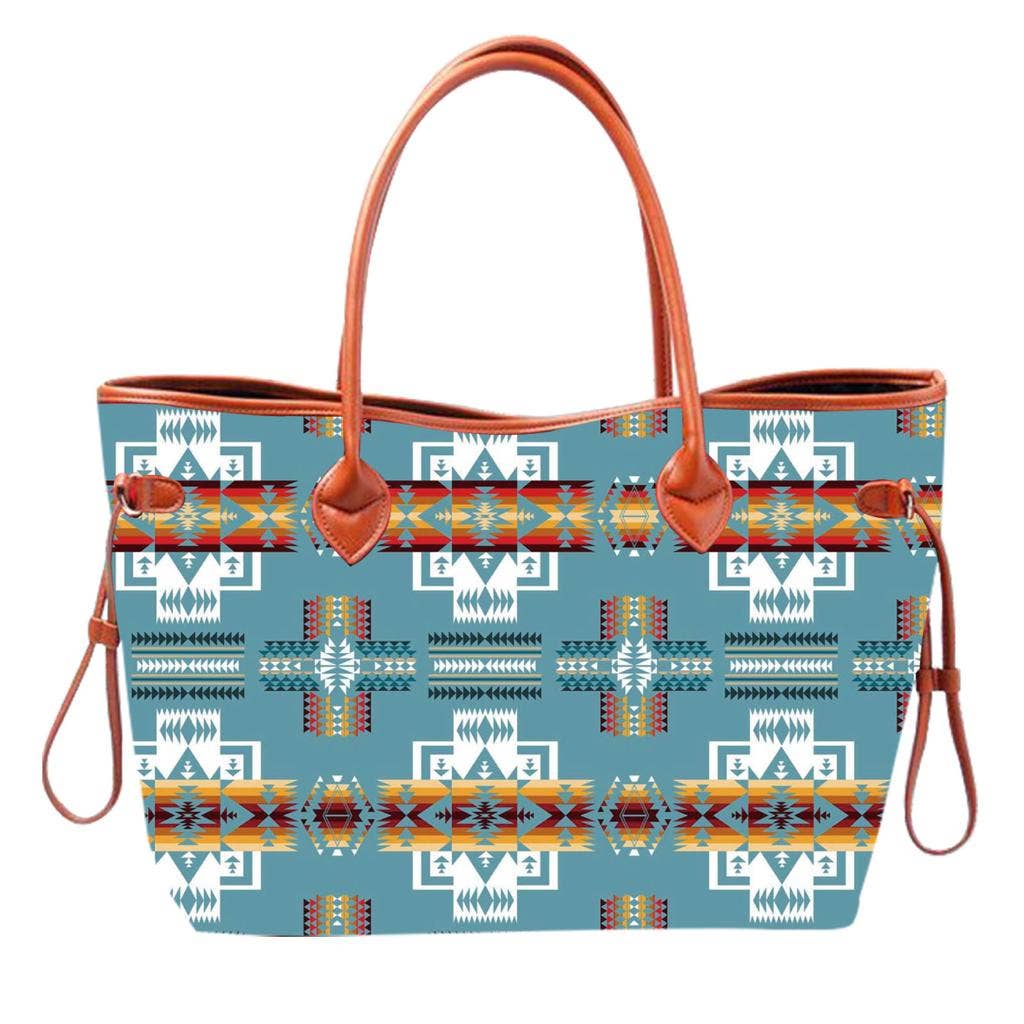 Large Canvas Tote -Sioux Blue