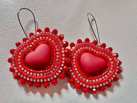 RED Beaded Hearts